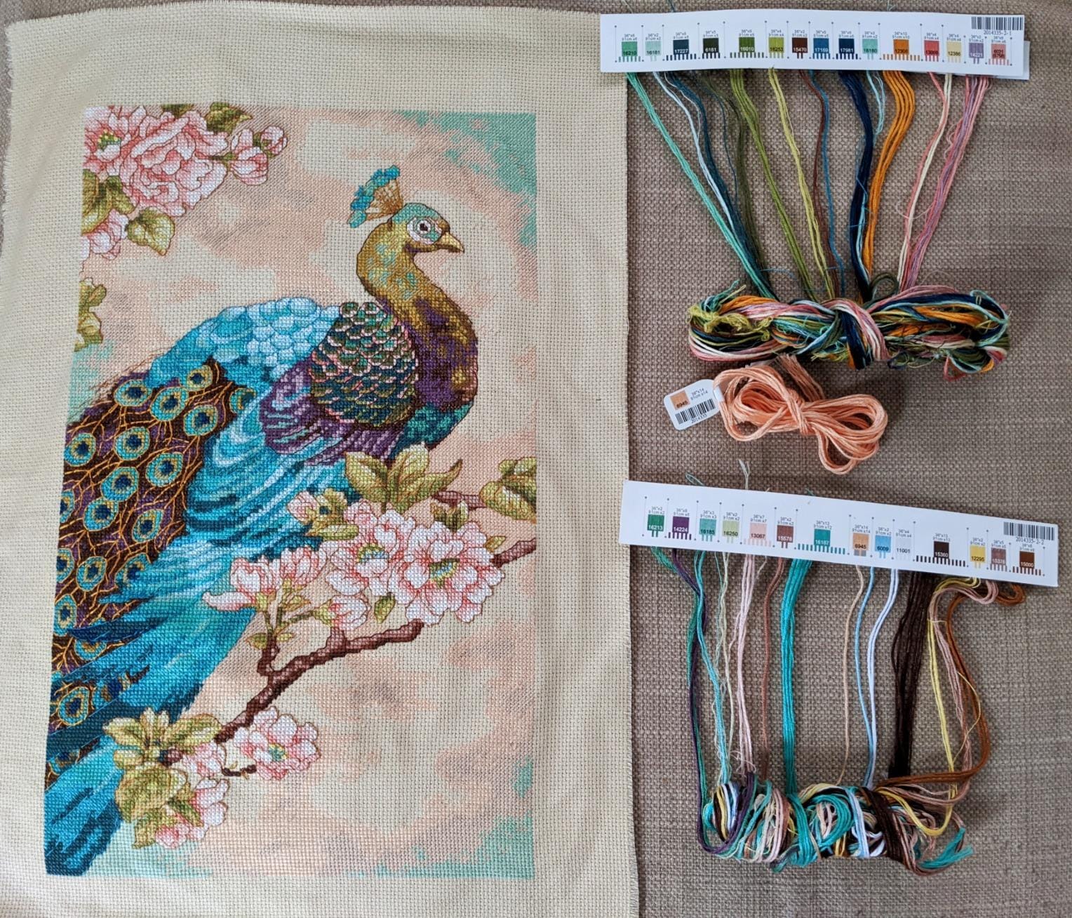 Dimensions Indian Peacock Counted Cross Stitch Kit, 14 Count Natural Aida, 9'' x 15'' customer photo 2