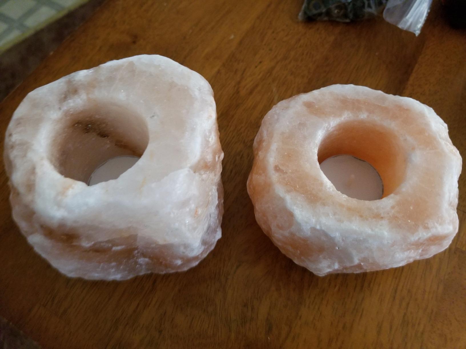 Himalayan Glow Tealight Candle Holder, Home Décor Natural Style Hand Carved Salt Lamp - 2 Pack customer photo 2