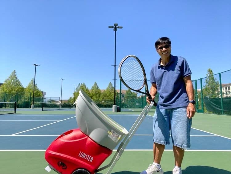 LOBSTER Sports Elite Tennis Ball Machine - Auto Portable Tennis Ball Launcher, Preloaded & Custom Drills, Spin Control, Lob Elevation Switch, Ball Speed (up to 80MPH), with Multi-Function Remote customer photo 1