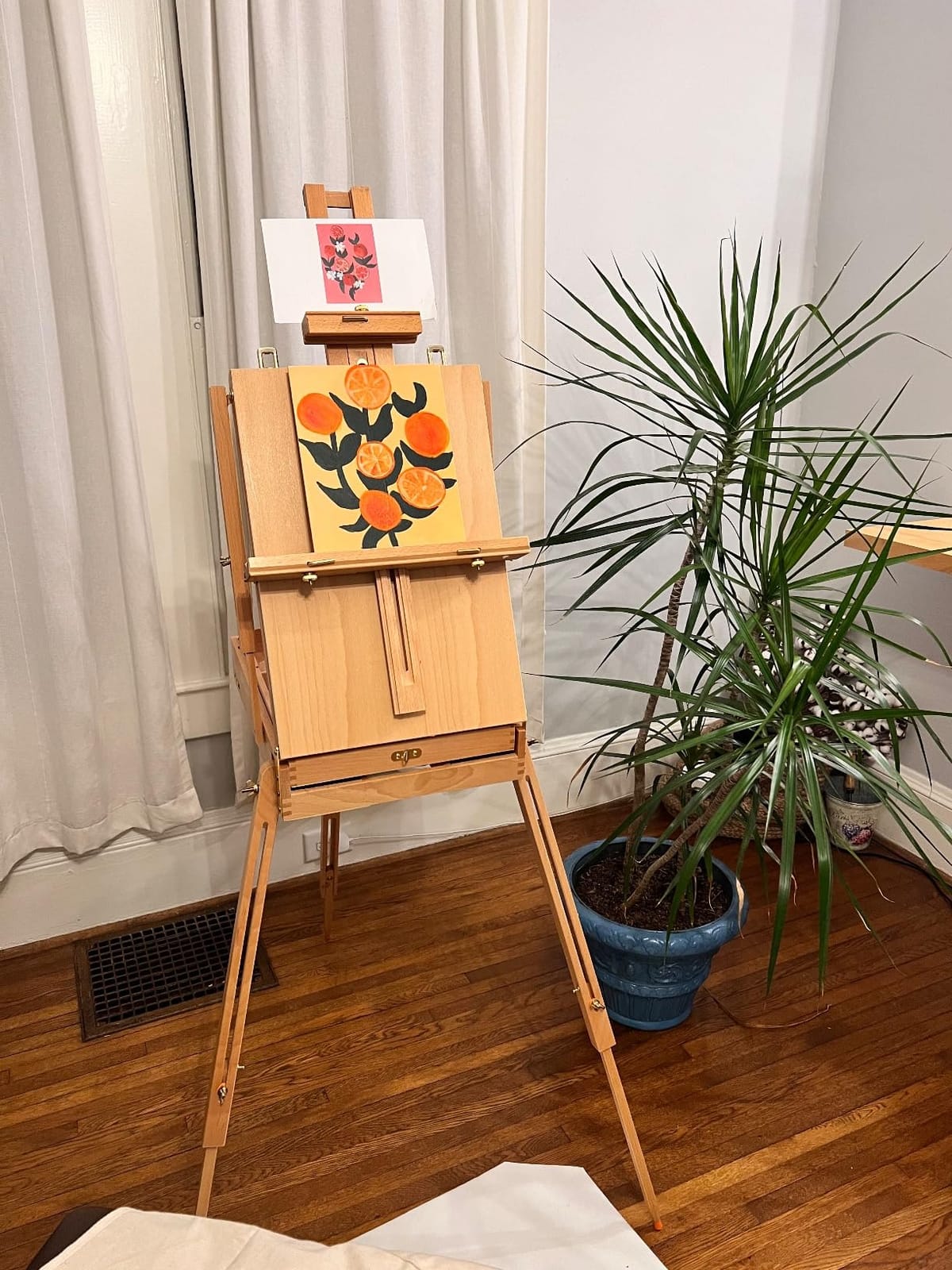 U.S. Art Supply Large Beechwood French Easel, Adjustable Plein Air Easels | Sketchbox Tripod for Field & Studio Painting Easel for Adults, Drawing, Display - Portable with Artist Drawer & Palette customer photo 1