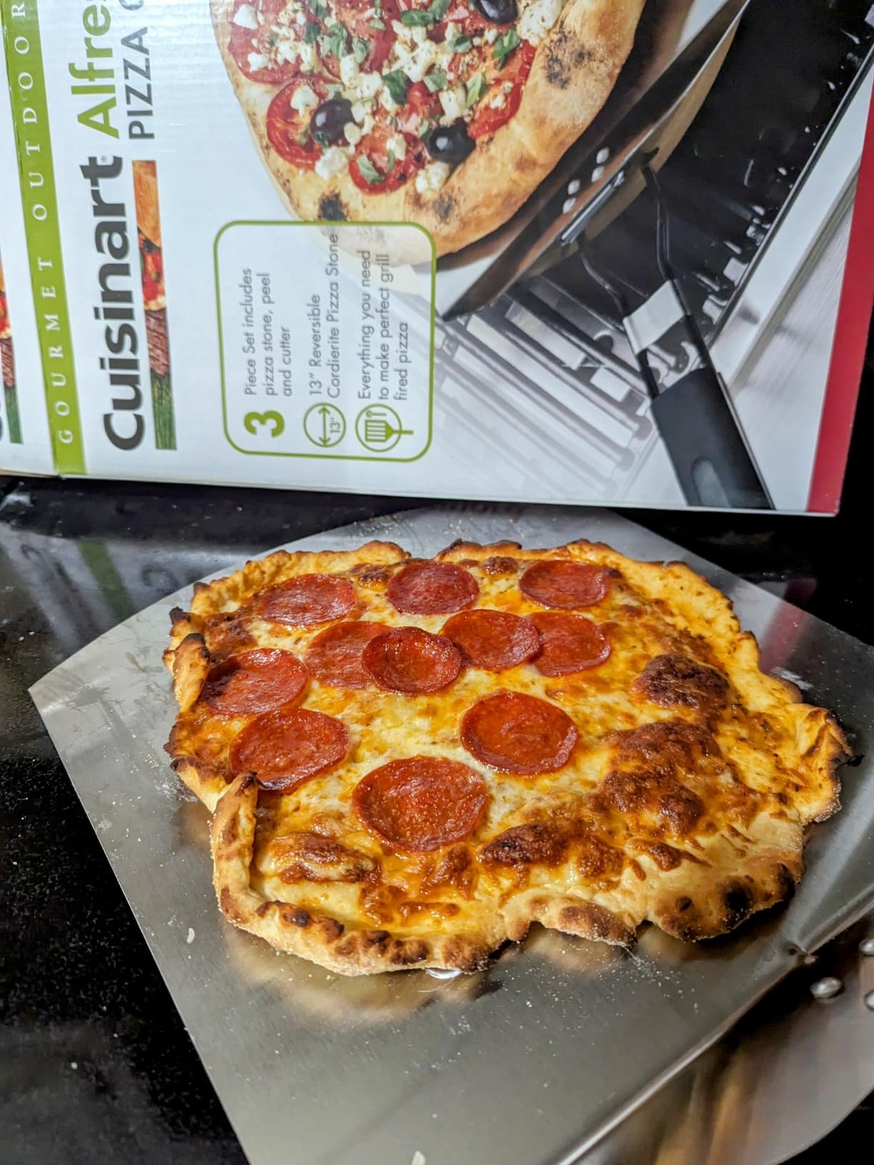 Cuisinart 3 Piece Pizza Grilling Pack, 13” Round Pizza Stone for Grill with Cutter and Foldable Stainless Steel Peel, Complete Set to Build Your Own Pizzas at Home customer photo 2