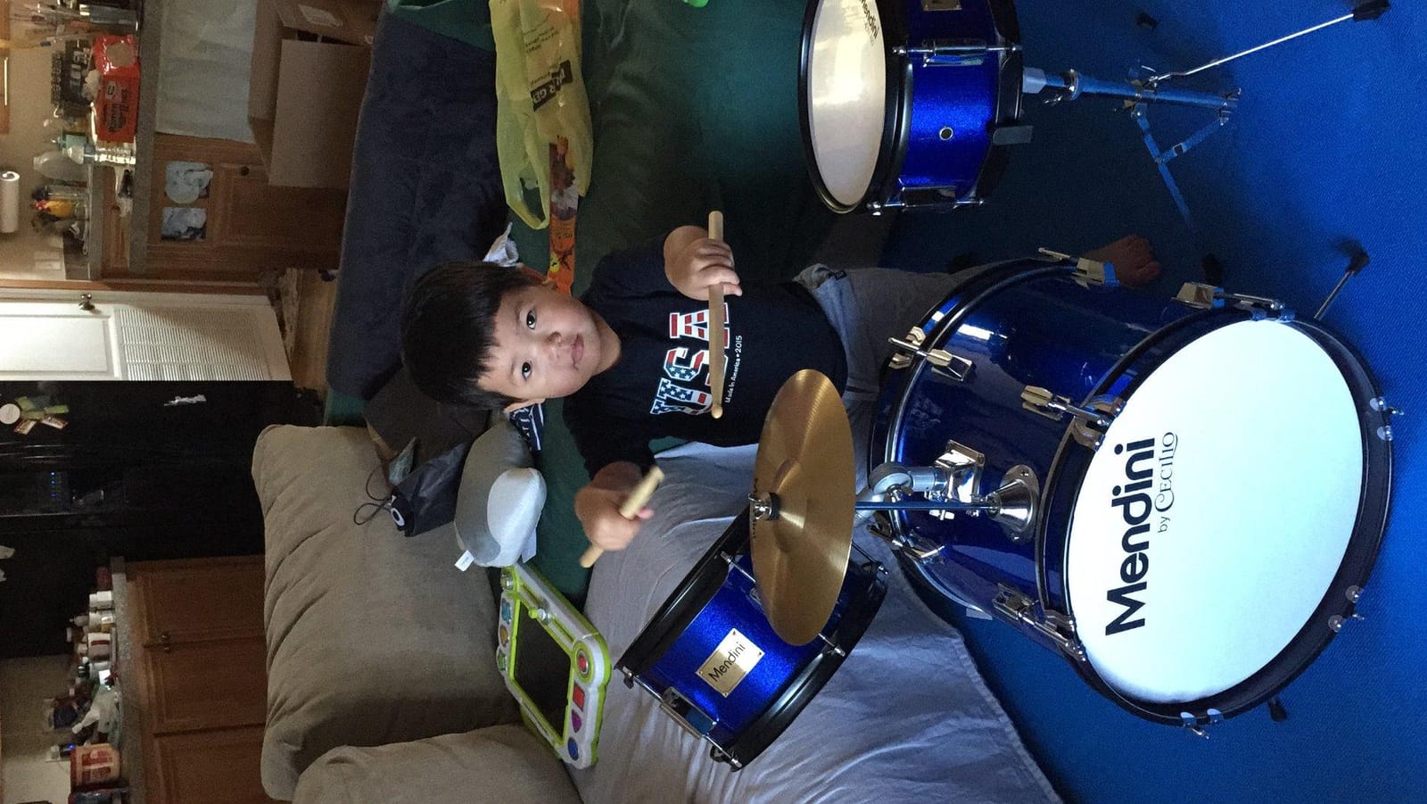 Mendini By Cecilio 13 Inch Drum Set, 3-Piece Junior Drum Set - Sky Blue customer photo 2