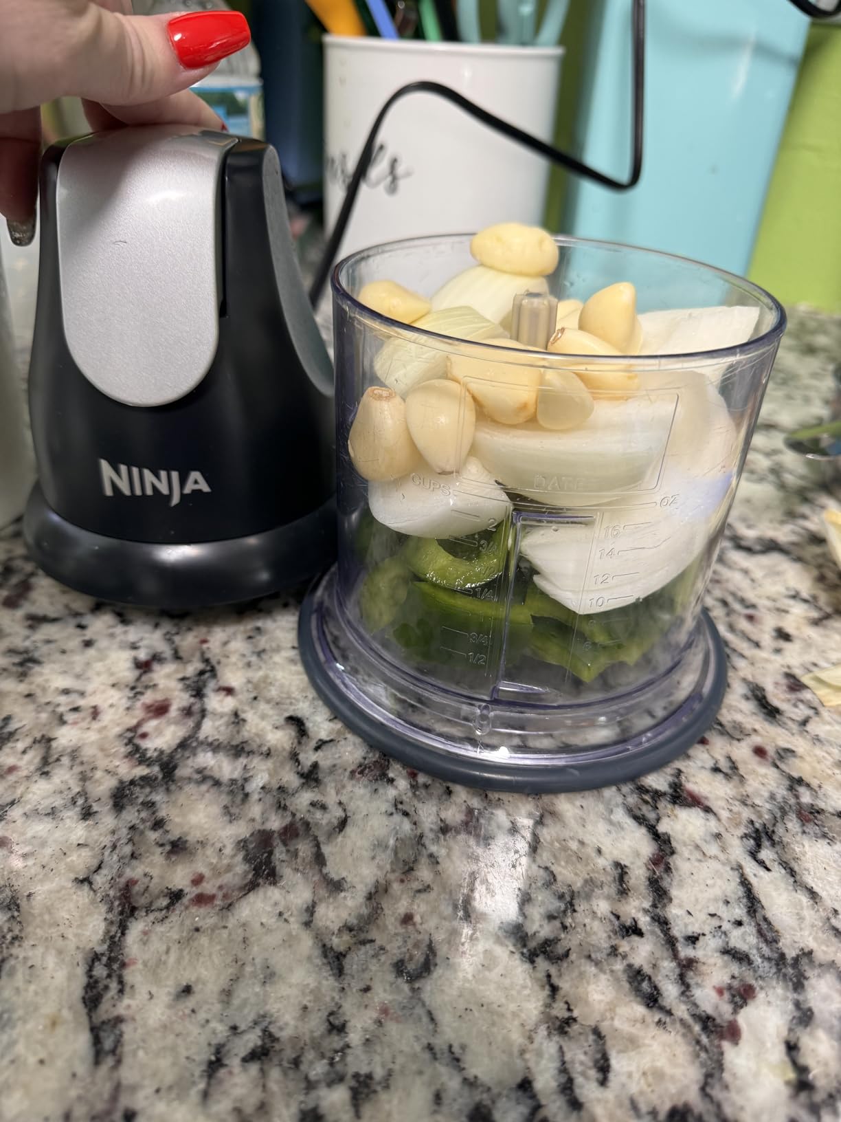 Ninja Food Chopper Express Chop with 200-Watt, 16-Ounce Bowl for Mincing, Chopping, Grinding, Blending and Meal Prep (NJ110GR), Gray customer photo 1