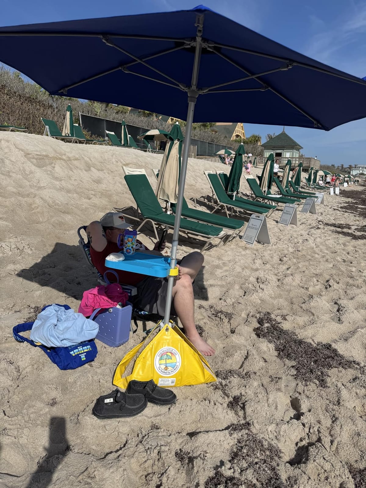 BEACHBUB ALL-IN-ONE BEACH UMBRELLA SYSTEM. Includes ULTRA Base (compliant with the ASTM F3681-24 Beach Umbrella Safety Standard). (Deep Ocean Blue) customer photo 2