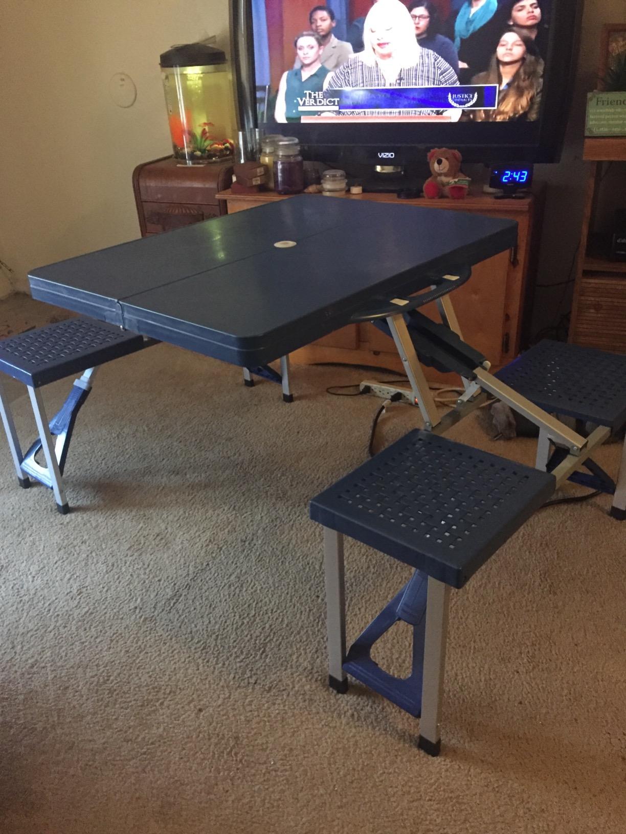 Trademark Innovations Portable Folding Picnic Table with 4 Seats, Blue customer photo 1