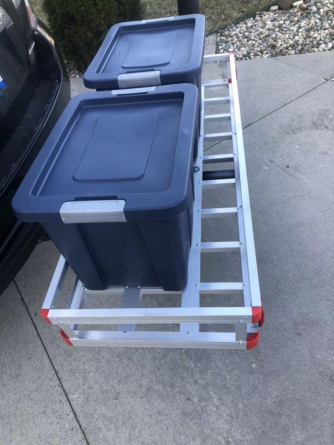 Goplus Hitch Cargo Carrier, Aluminum Hitch Mount Cargo Basket with 500LBS Capacity, Fits 2” Receiver, 60” x 22” x 7” Trailer Hitch Cargo Carrier for Vehicle Car SUV Truck customer photo 1