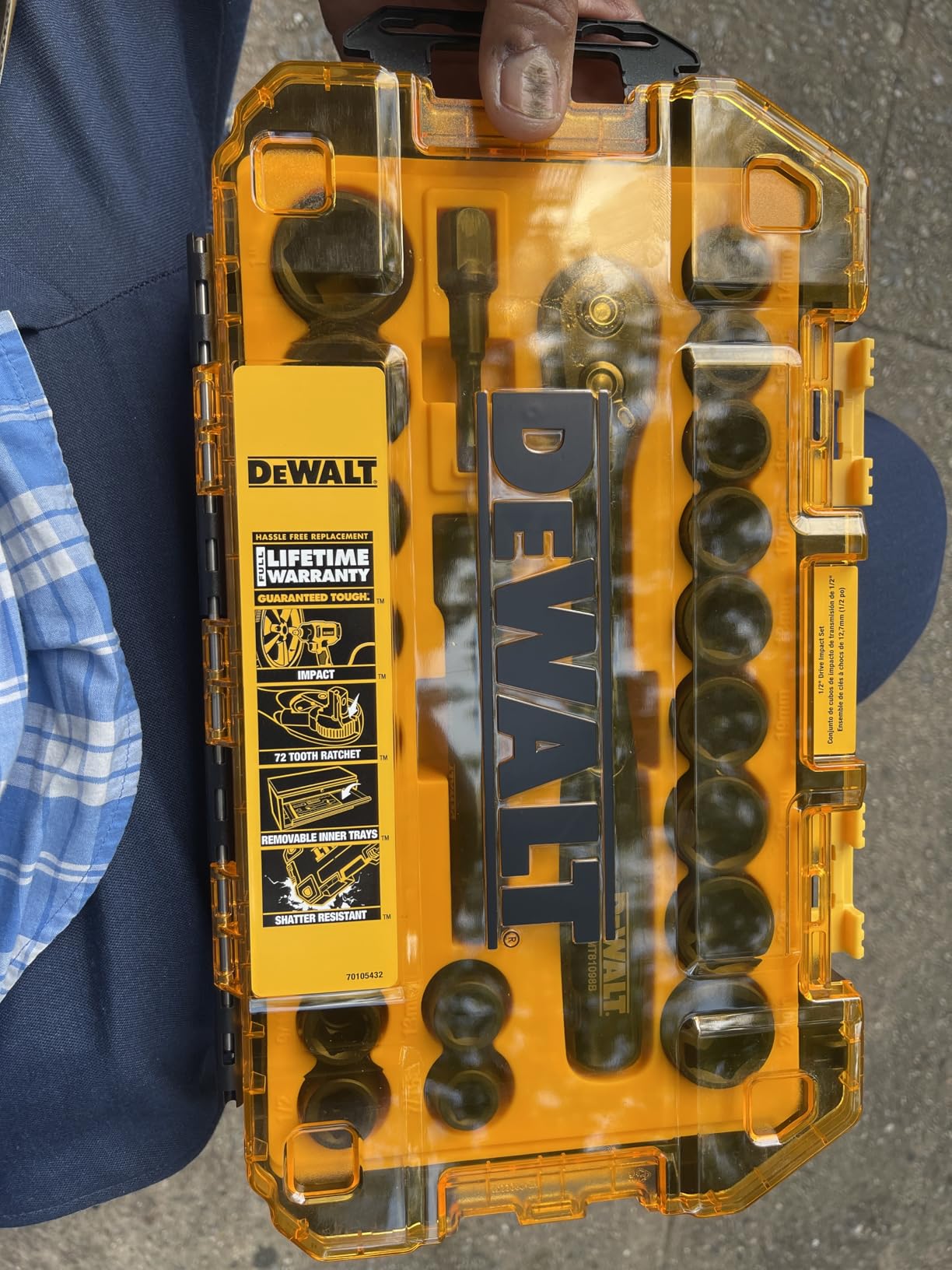 DEWALT Impact Socket Set with Ratchet, Metric/SAE, 1/2