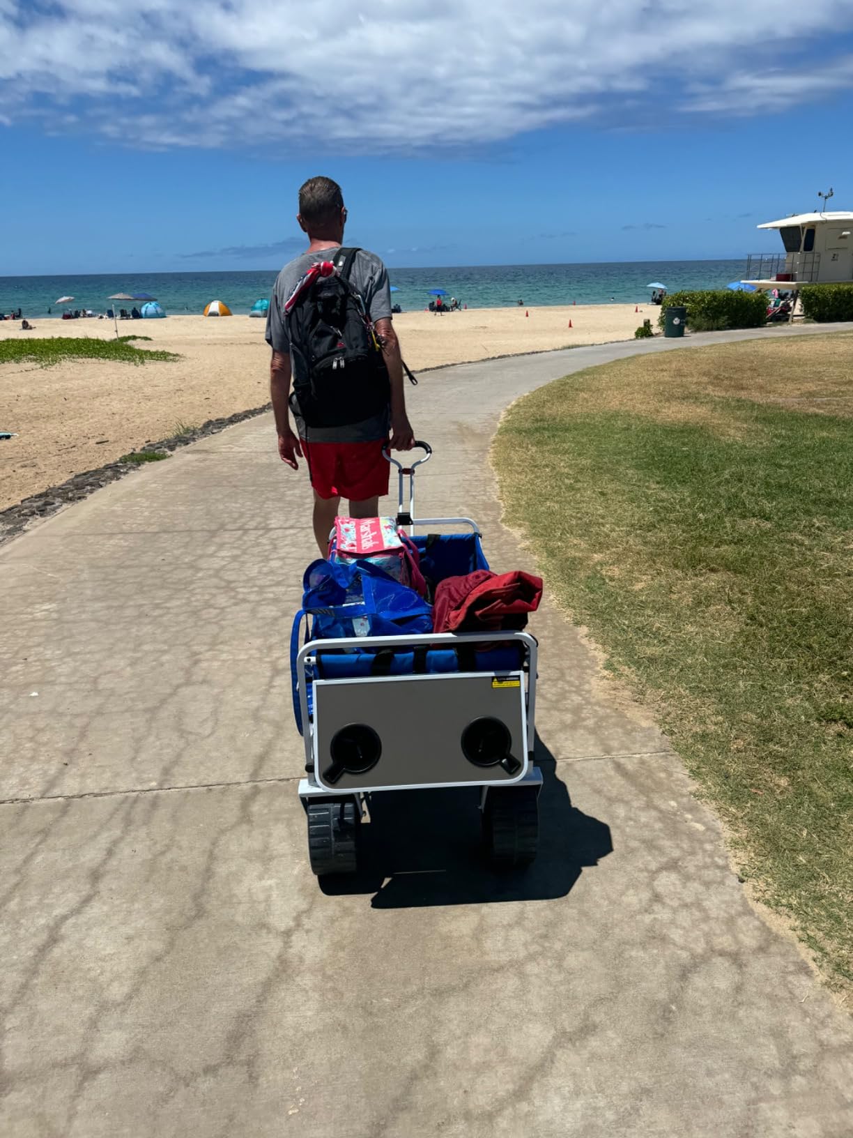 Mac Sports Heavy Duty Collapsible Folding All Terrain Utility Beach Wagon Cart, Blue/Black customer photo 2
