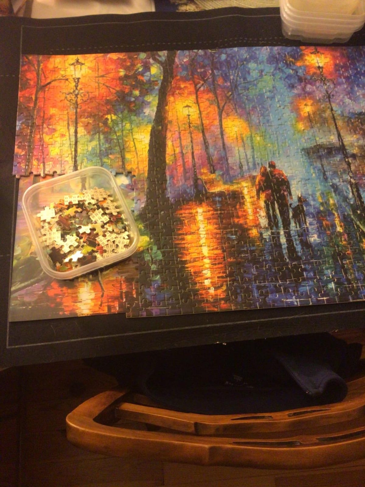 Ingooood Wooden Jigsaw Puzzles for Adults 1000 Pieces - Rainy Night Walk by Leonid Afremov Premium High End Jigsaw Puzzle, Finished 27.56