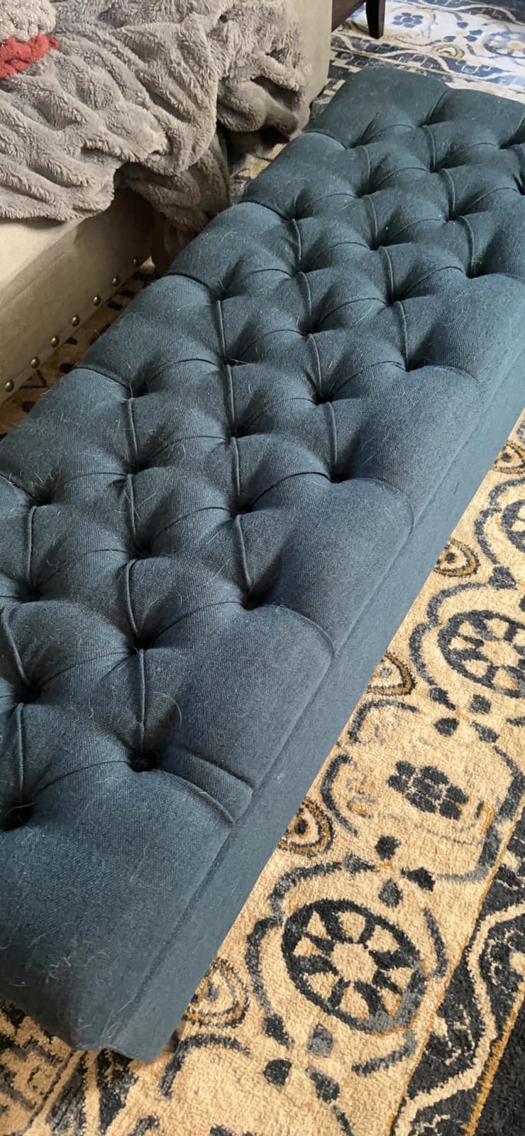 Christopher Knight Home Ottilie Fabric Storage Ottoman, Dark Blue, 17.75
