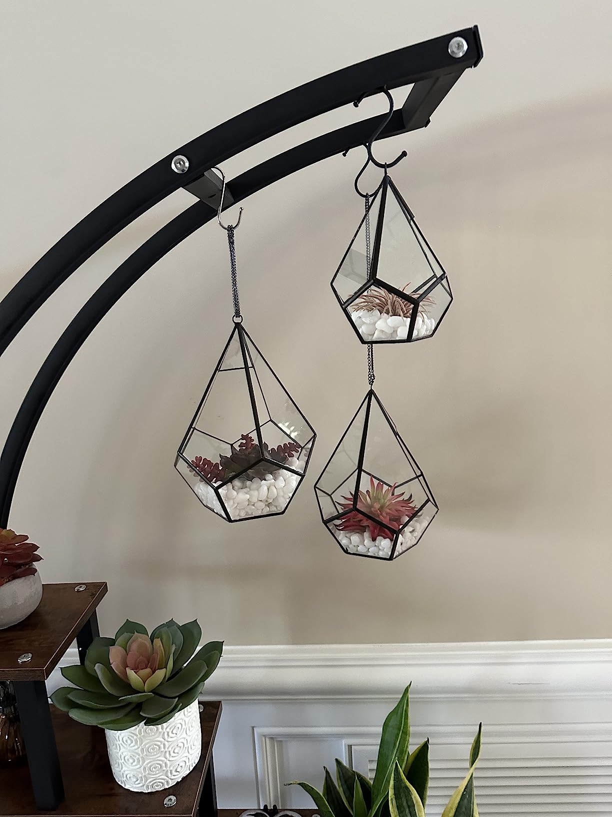 NCYP Silver Hanging Glass Geometric Terrarium, 6.8 x 6.8 x 8.6 Inches Teardrops Shape Display Planter for Succulent Air Plants customer photo 1
