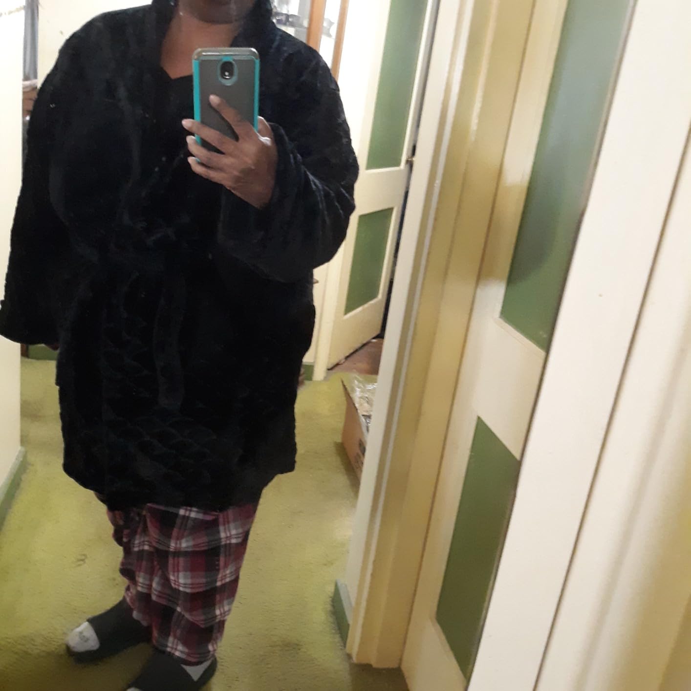 Just Love Women's Plush Fleece Bathrobe, Shawl Collar Jacquard Robe with Tie Belt customer photo 2