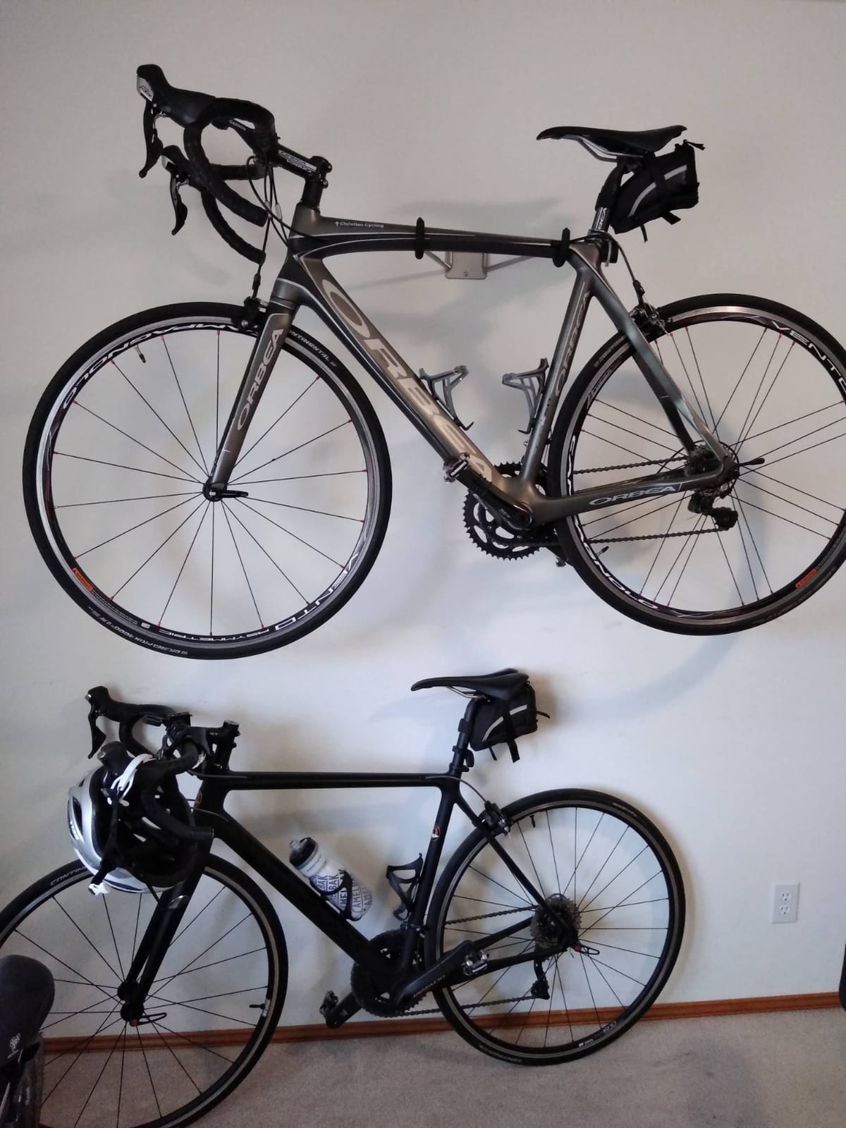 Stalwart Bike Wall Mount - EVA Foam Padded Bicycle Hooks with 50lb Capacity - Flip-Up Garage Bicycle Rack for Mountain, Road, and Kids Bikes by Rad Sportz, Silver, Black customer photo 2
