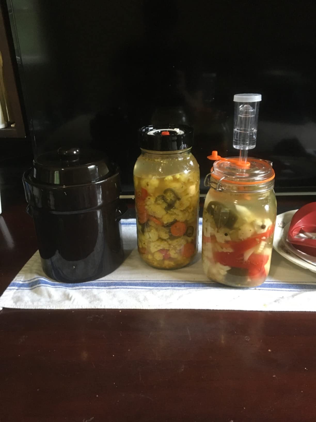 Fermentation Crock 1/2 Gallon - Sauerkraut Crock with Weights & Pounder | Ceramic Fermenting Crock Kit for Pickling Cabbage Kimchi Vegetables - 4 Liter Fermentation Jar - Stoneware Pickle Pot customer photo 1