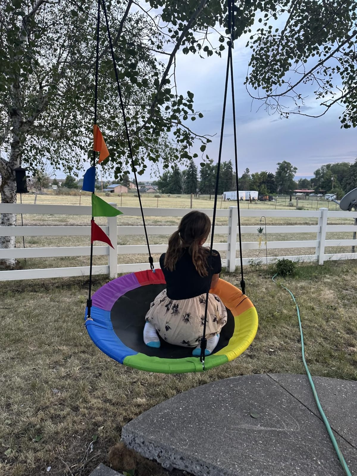PACEARTH 40 Inch Saucer Tree Swing Flying 600lb Weight Capacity 2 Added Hanging Straps Adjustable Multi-Strand Ropes Colorful Safe and Durable Swing Seat for Children customer photo 2