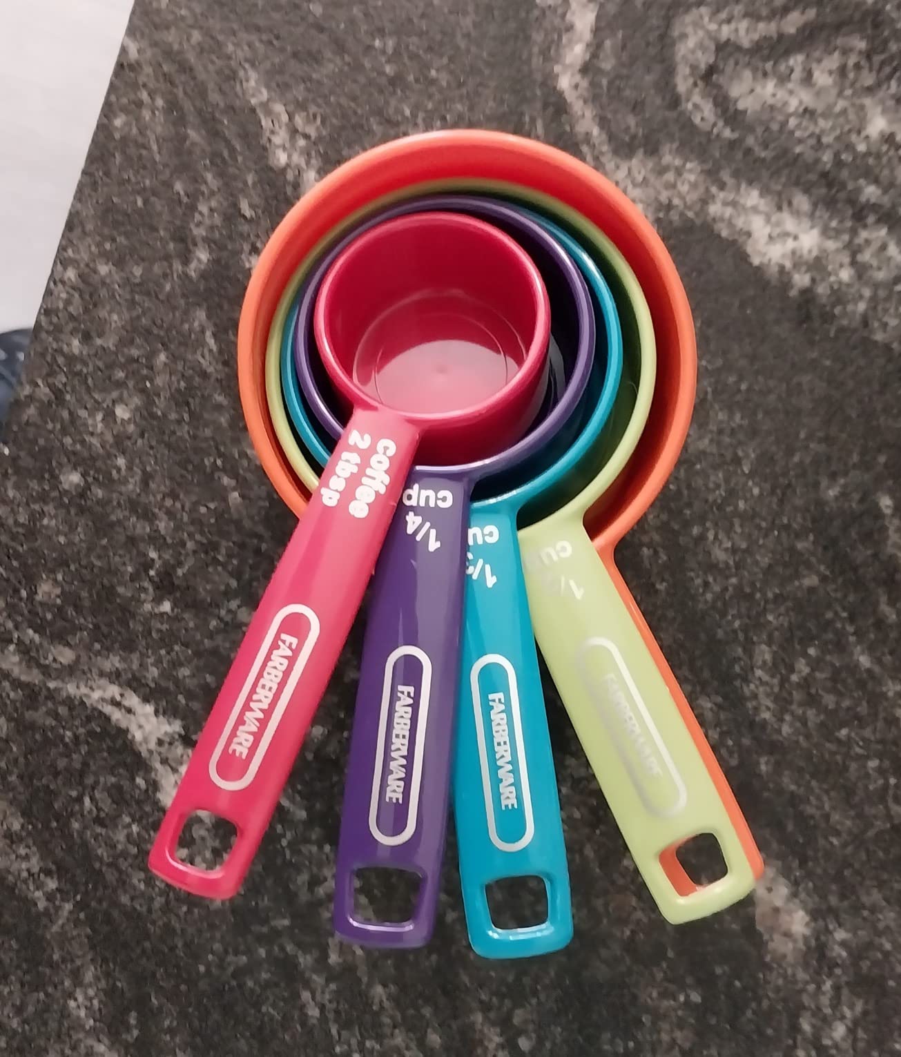 FARBERWARE 5-Piece Measuring Cup Set with Coffee Scoop, Durable Plastic Nesting Measuring Cups with Easy-Read Markings, BPA-Free, Dishwasher Safe customer photo 2