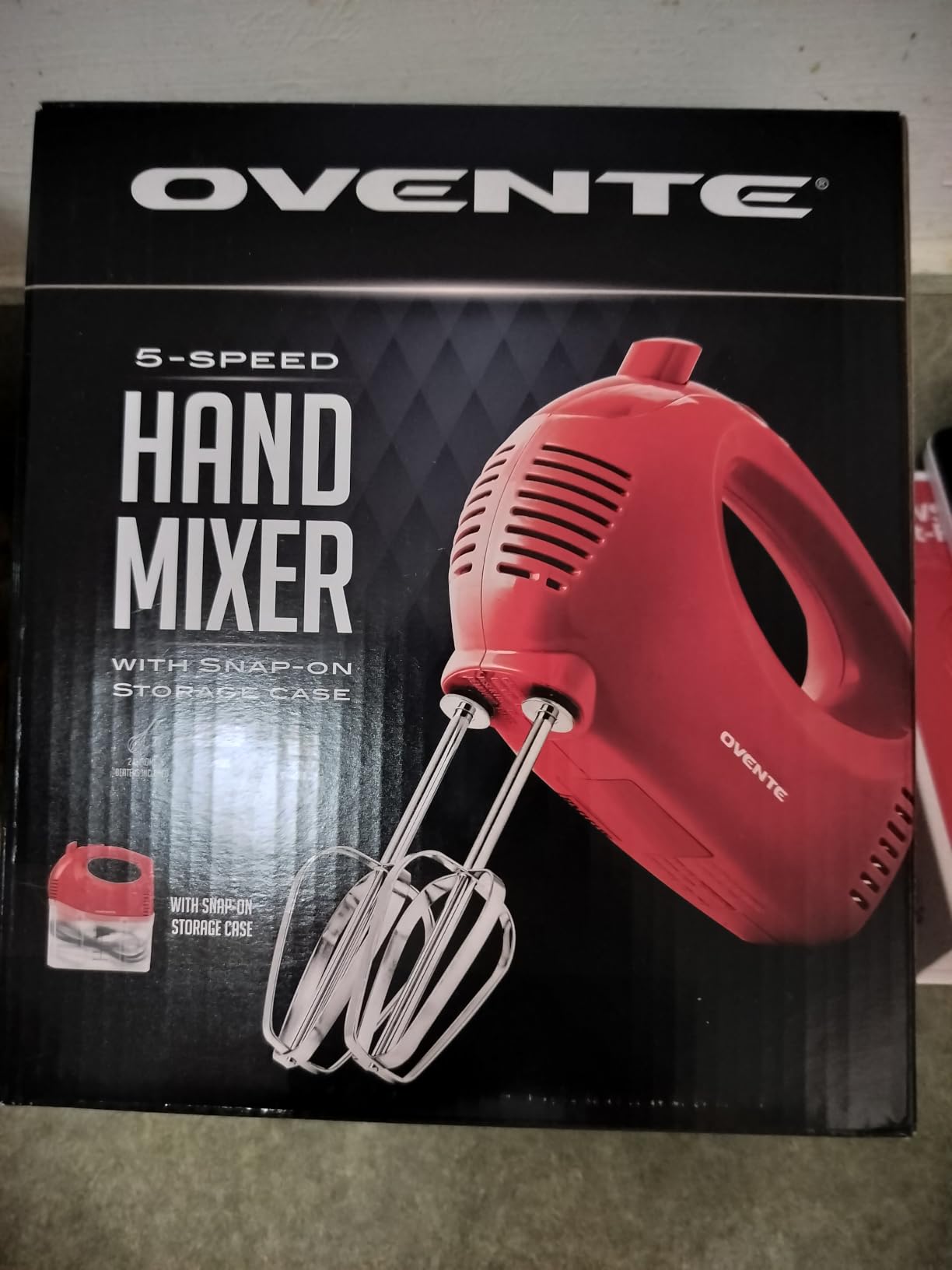 OVENTE 5-Speed Electric Hand Mixer with Storage Case,150W, Red HM151R customer photo 2