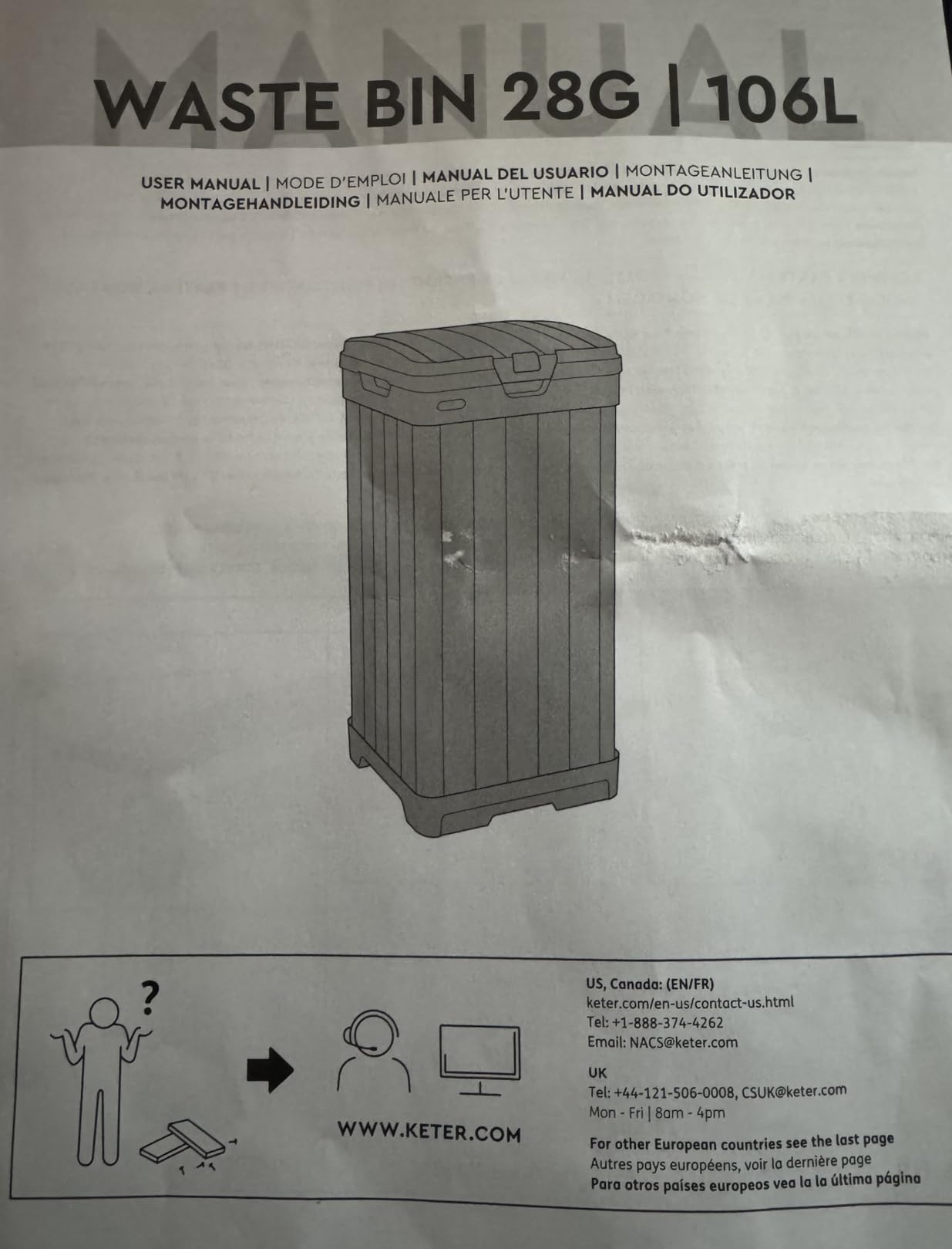 Keter Baltimore Resin 38 Gallon Outdoor Kitchen Trash Can with Lid and Drip Tray for Easy Cleaning-Perfect for Patio Dining, Black customer photo 1