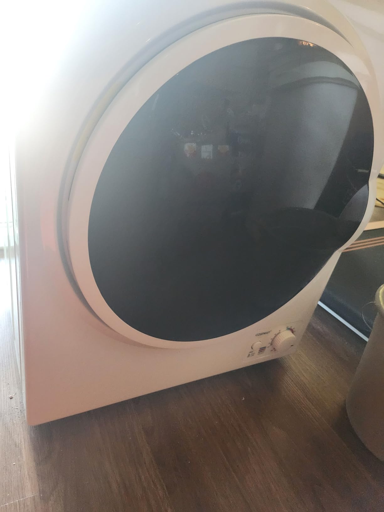 COSTWAY Compact Laundry Dryer, 110V Electric Portable Clothes Dryer with Stainless Steel Tub, Control Panel Downside Easy Control for 4 Automatic Drying Mode, White customer photo 2