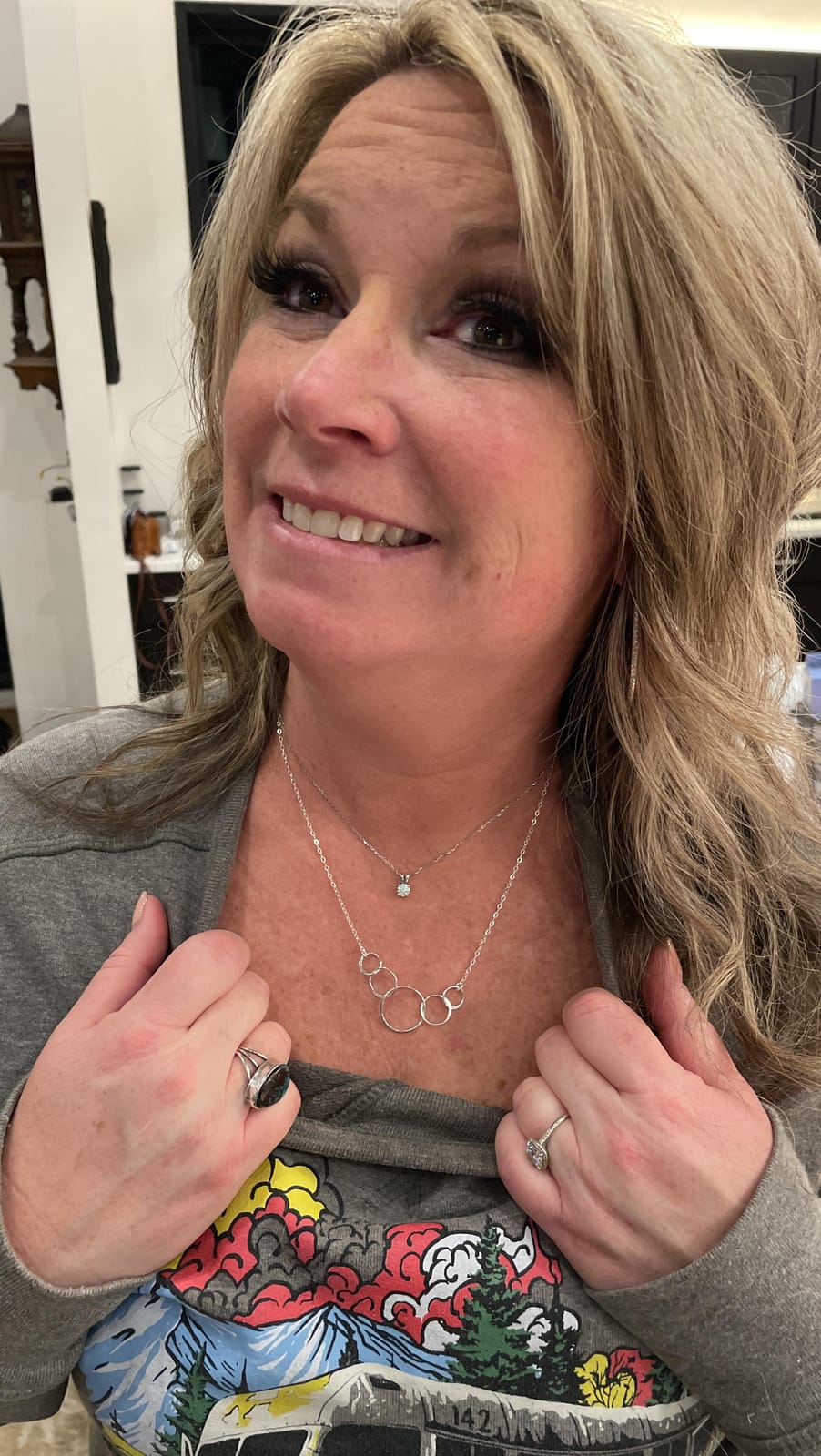 EFYTAL 50th Birthday Gift for Her, 5 Ring Sterling Silver Necklace | Women customer photo 2