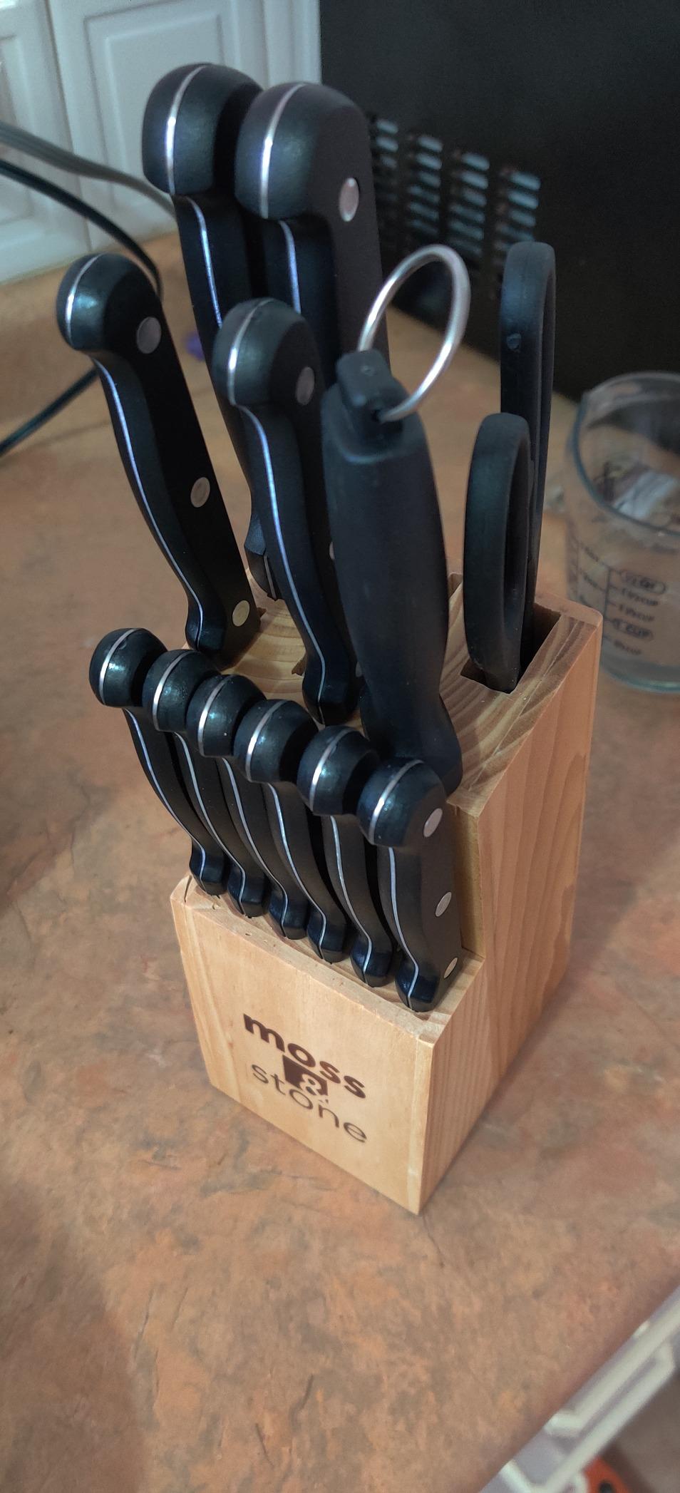 Moss & Stone 14 Pcs Kitchen Knife Set with Block, Stainless Steel customer photo 1