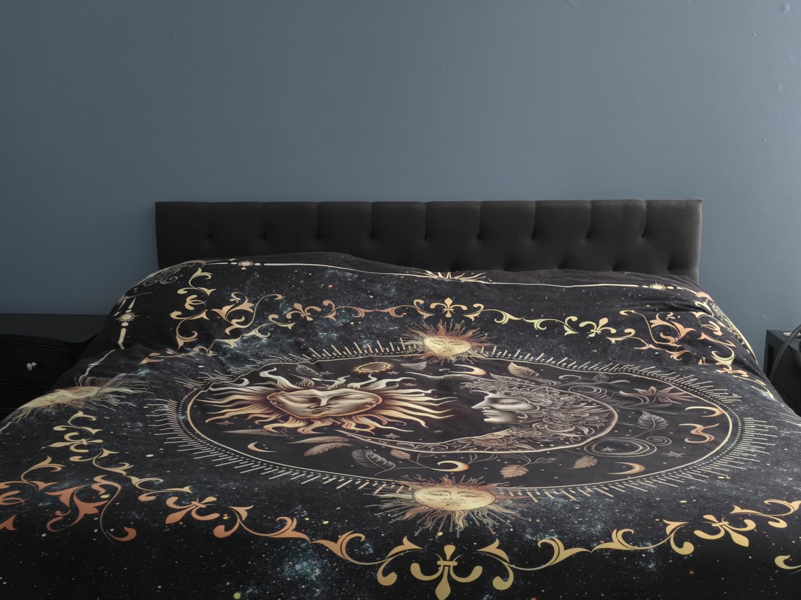 Lucid Mid-Rise Upholstered Headboard - Diamond Tufted - Padded Polyester - Adjustable Height from 34” to 46” - Easy Assembly - Bed Frame or Wall Mount - Sturdy - Stone - Queen Size customer photo 1