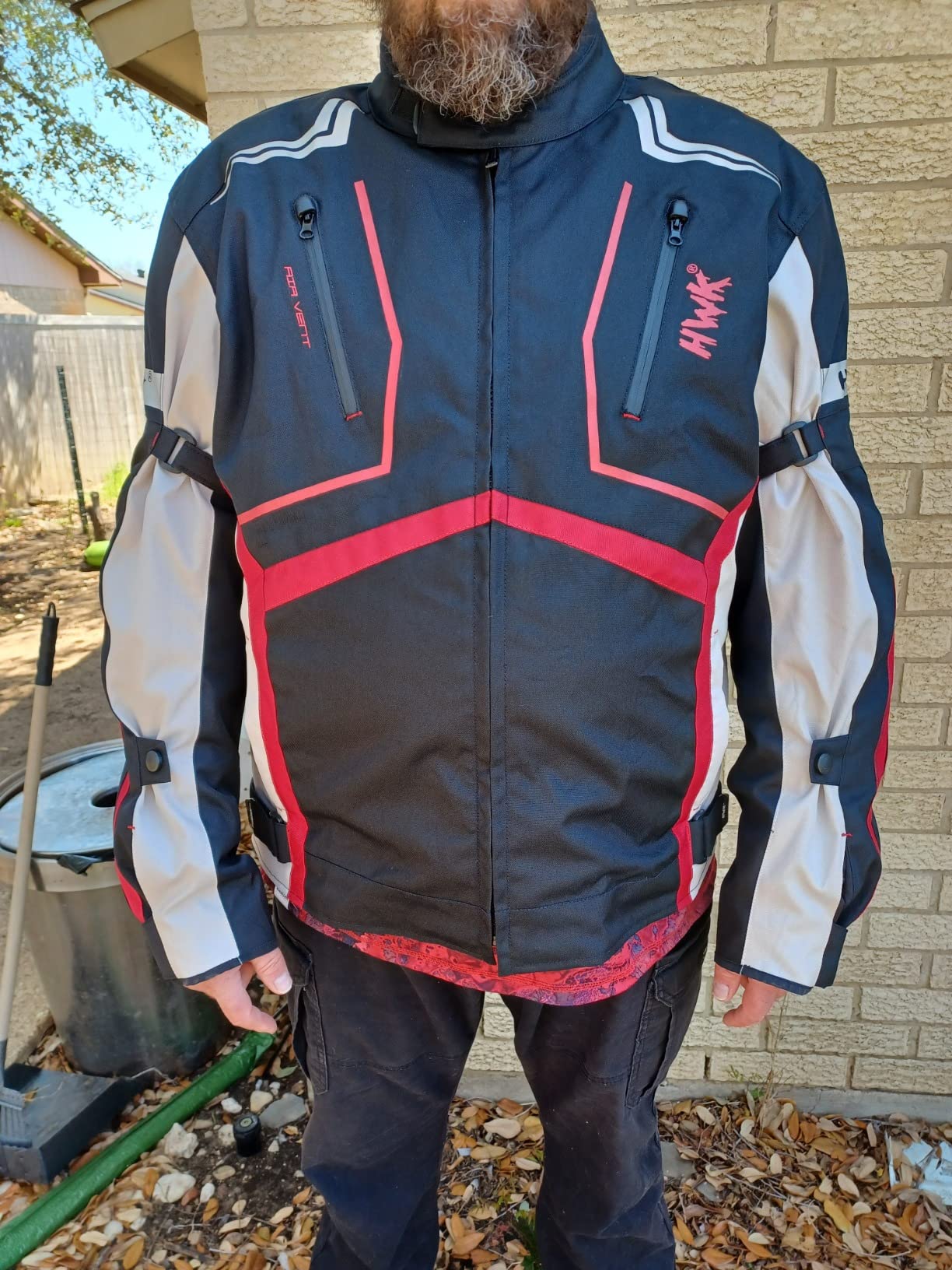 HWK Scorpion Motorcycle Jacket for Men & Women, Motorcycle Gear with Body Armor Foam Padding and Breathable Cordura Fabric, Reflective Motor Bike Jacket for Improved Night Visibility - Black, 4X-Large customer photo 1