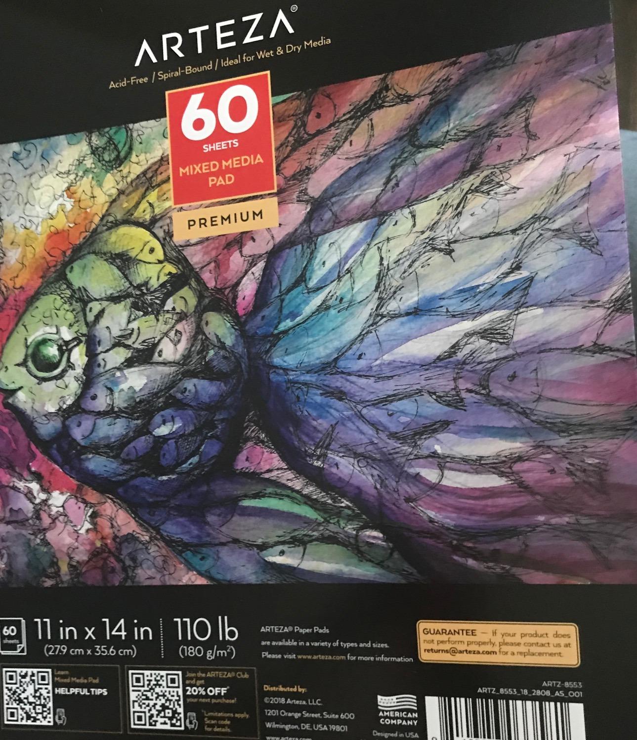 ARTEZA Mixed Media Pads, 9 x 12 in, Spiral, 2 Pack, 60 Sheets Each | 110 lb / 180 gsm Acid-Free Paper, Spiral Binding, Perforated Pages, For Acrylic, Gouache, Ink, Pencil and Wet or Dry Media customer photo 2