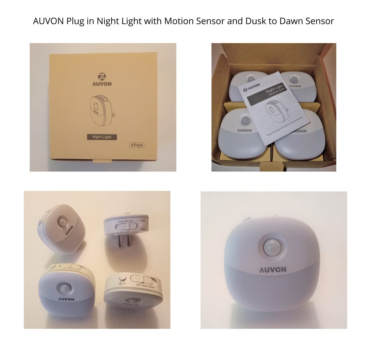 AUVON Plug-in Night Light, Motion Sensor and Dusk to Dawn Sensor, 4 Packs customer photo 2
