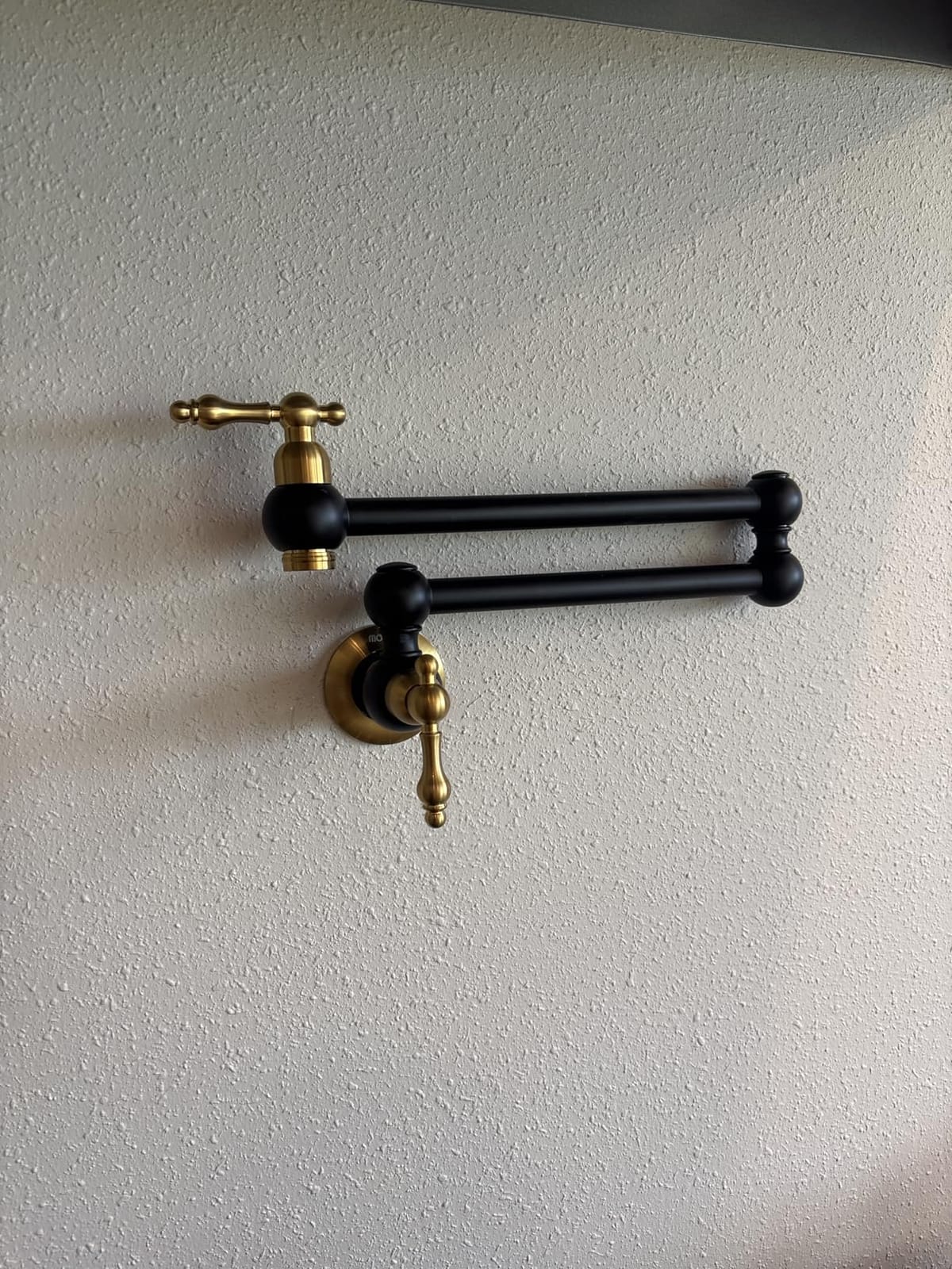 Pot Filler Faucet Brushed Nickel - WOWOW Solid Brass Pot Filler Wall-Mounted Pasta Faucet with Double Joint Swing Arm for Kitchen Over Stove customer photo 1