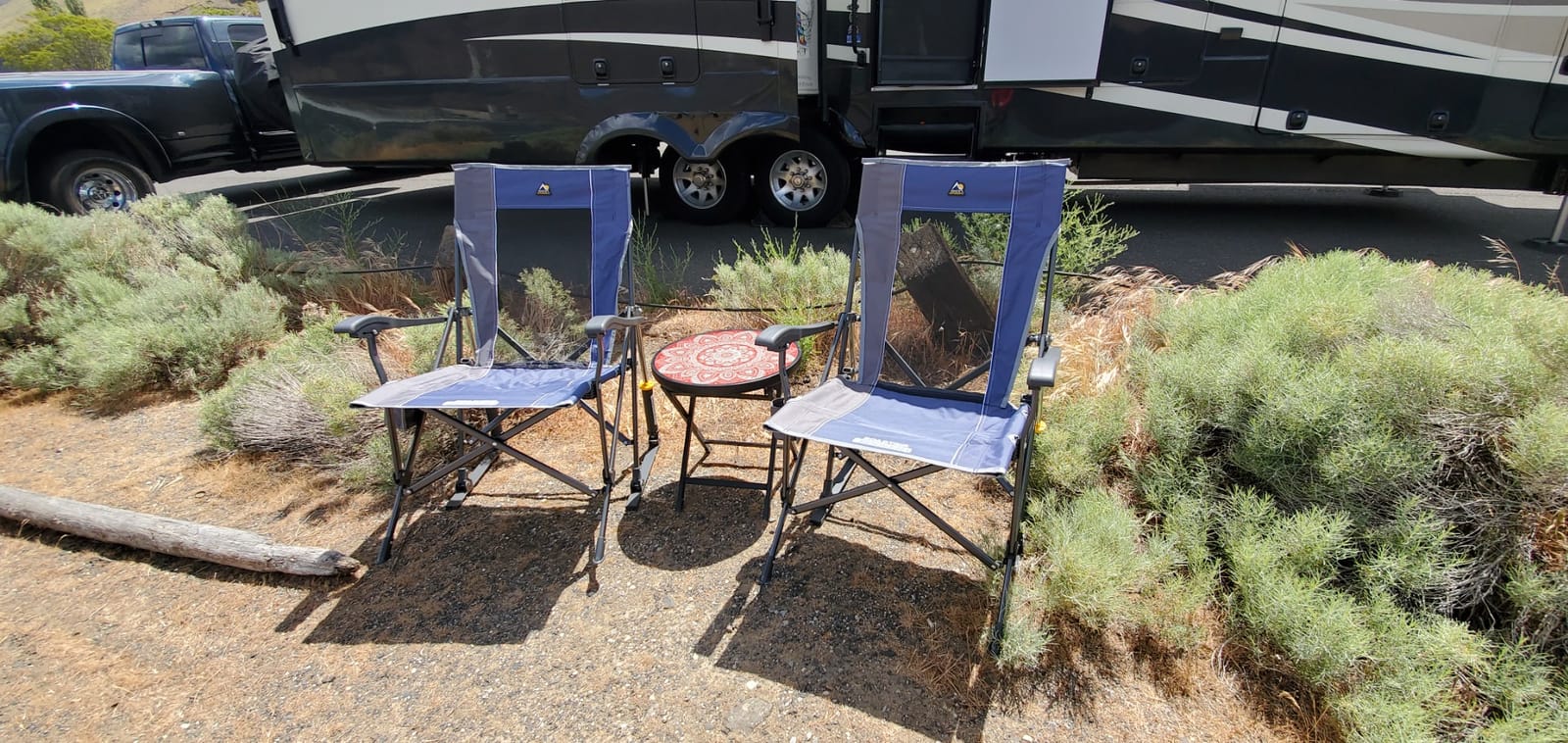 GCI OUTDOOR RoadTrip Rocker Camping Chair | Portable, Folding Rocking Chair with Solid, Durable Armrests, Drink Holder & Comfortable Extended Backrest - Indigo Blue customer photo 2