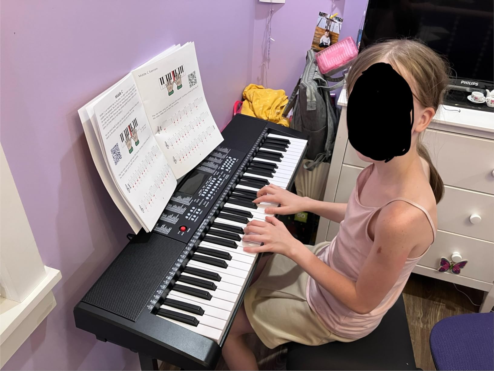 Best Choice Products 61-Key Electronic Keyboard Piano Portable Electric Keyboard Complete Beginner Set w/LED Screen, Stand, Bench, Headphones - Black customer photo 1