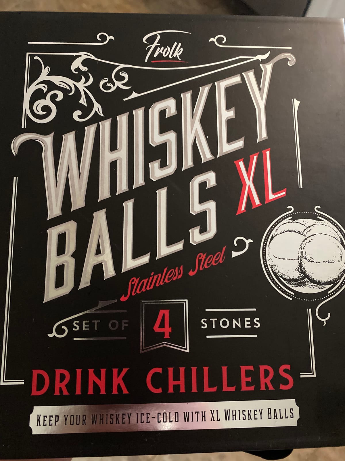 Gifts for Him - Men Dad Husband - 4 XL Stainless Steel Whisky Ice Balls, Special Tongs & Freezer Pouch in Luxury Gift Box for Whiskey Lovers! customer photo 1