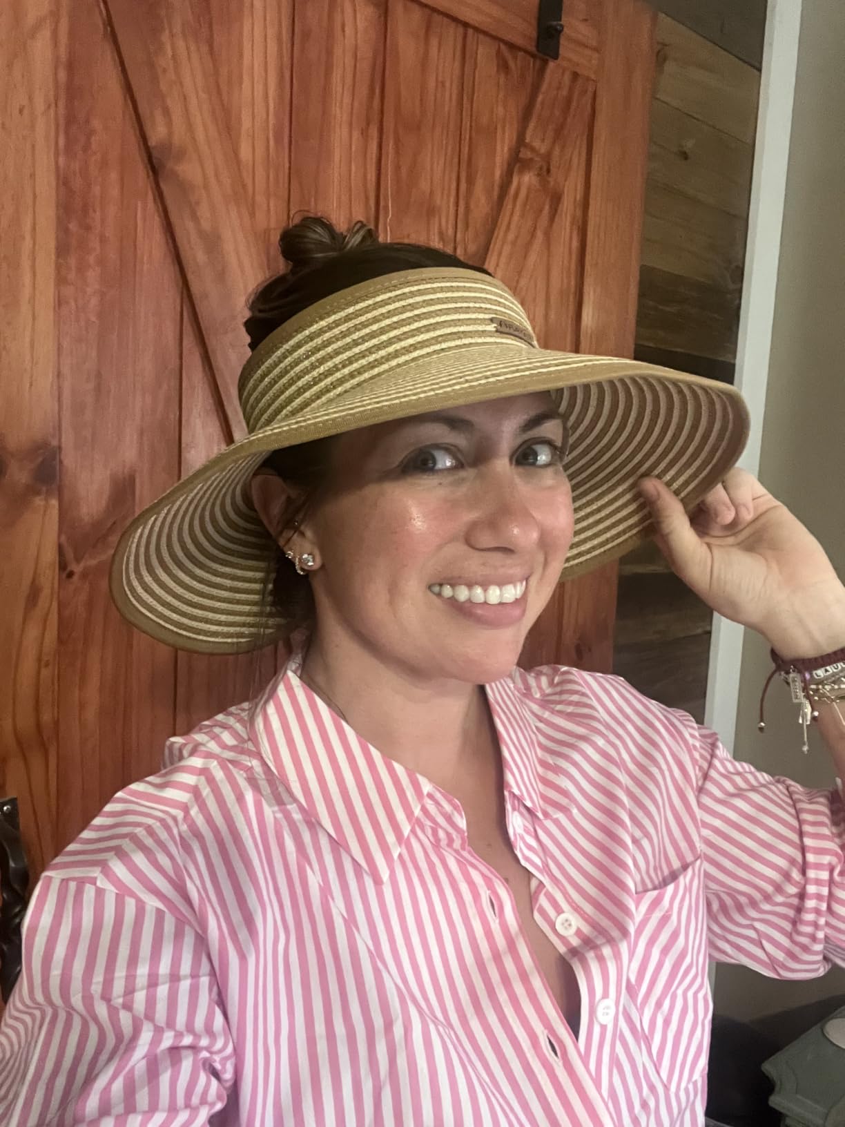 FURTALK Womens Sun Hat with Ponytail Hole Wide Brim Beach Straw Visor customer photo 2