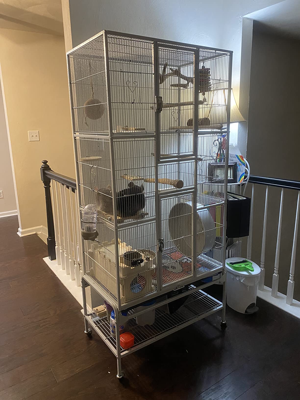 Yaheetech 69-Inch Extra Large Wrought Iron 3 Levels Ferret Chinchilla Sugar Glider Squirrel Small Animal Cage with Cross Shelves and Ladders, Black customer photo 1