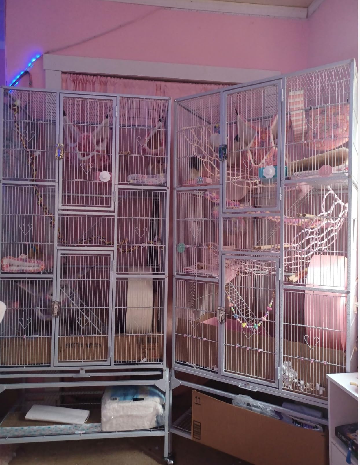 Yaheetech 69-Inch Extra Large Wrought Iron 3 Levels Ferret Chinchilla Sugar Glider Squirrel Small Animal Cage with Cross Shelves and Ladders, Black customer photo 2