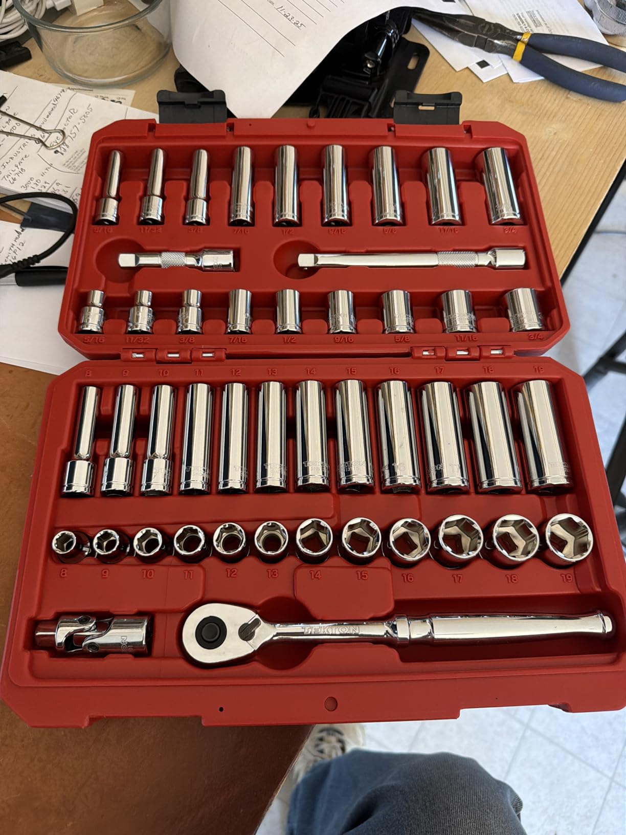 TEKTON 3/8 Inch Drive 6-Point Socket and Ratchet Set, 73-Piece (1/4-1 in., 6-24 mm) | SKT15311 | (1/4 - 1 in., 6 - 24 mm), Shallow and Deep, Case customer photo 1