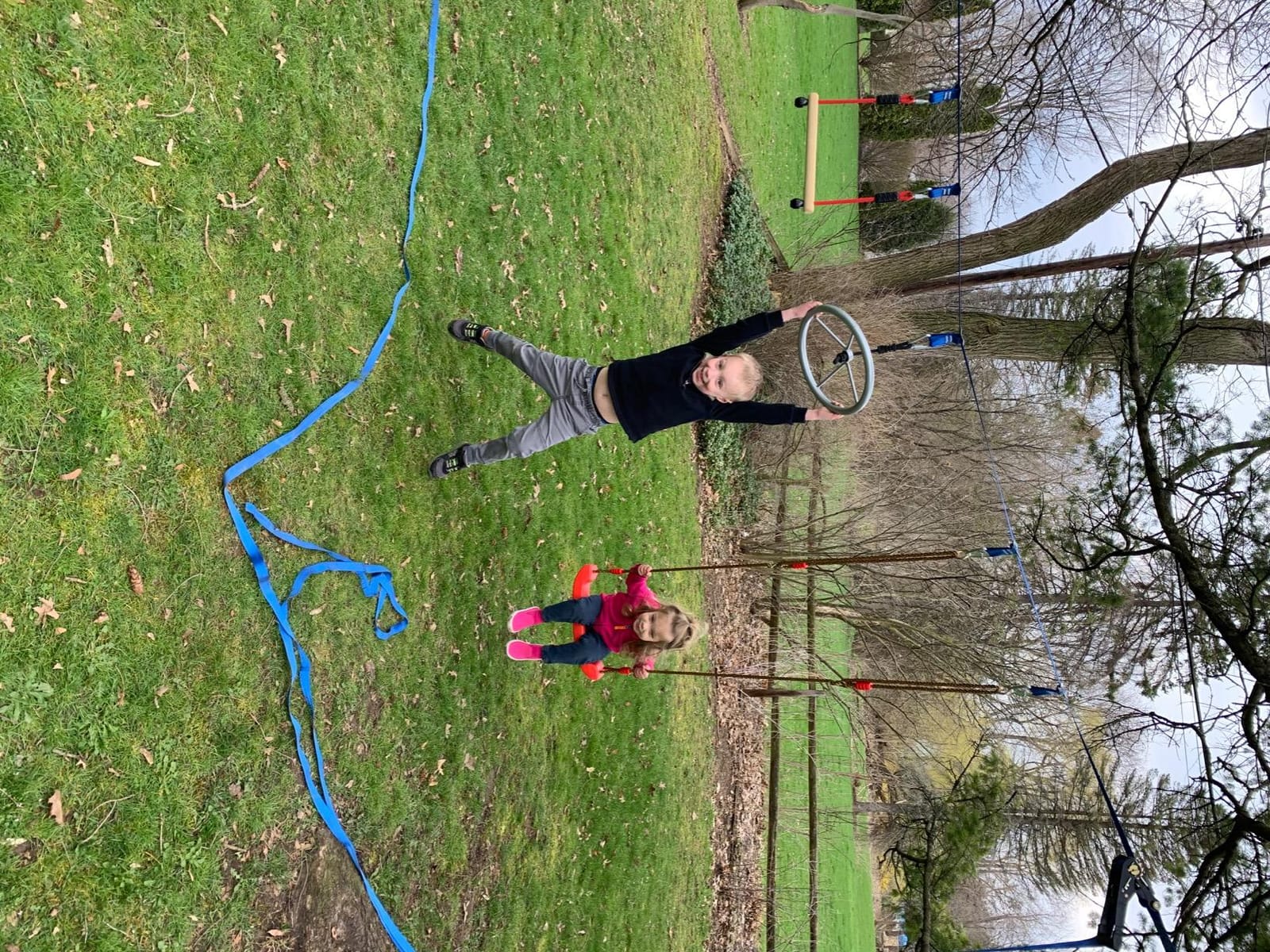 Ninja Warrior Obstacle Course for Kids,2×56ft Slackline Kit with 8 Ninja Accessories+Fast-Setup Buckles- Monkey Bar,Rope Ladder,Gymnastic Ring,Arm Trainer and Monkey Fist,Supports 880 lbs customer photo 2