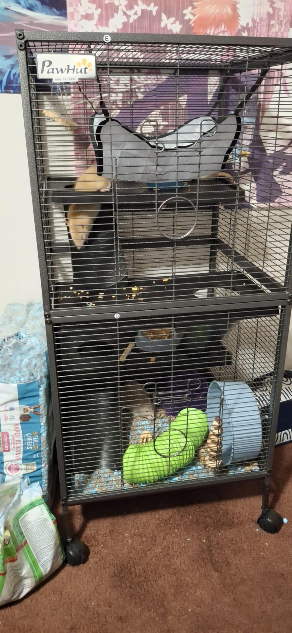 PawHut Metal Small Animal Cage, 5-Tiers Rolling Big Ferret Cage, Gray customer photo 2