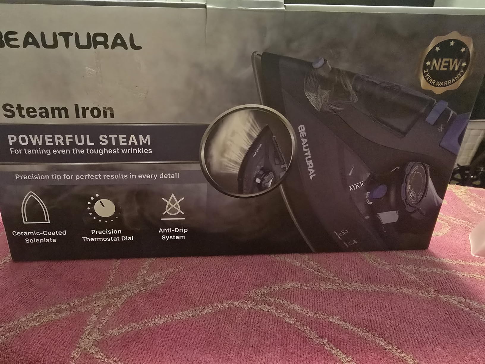 BEAUTURAL Steam Iron for Clothes with Ceramic-Coated Soleplate, 1500 Watts customer photo 2