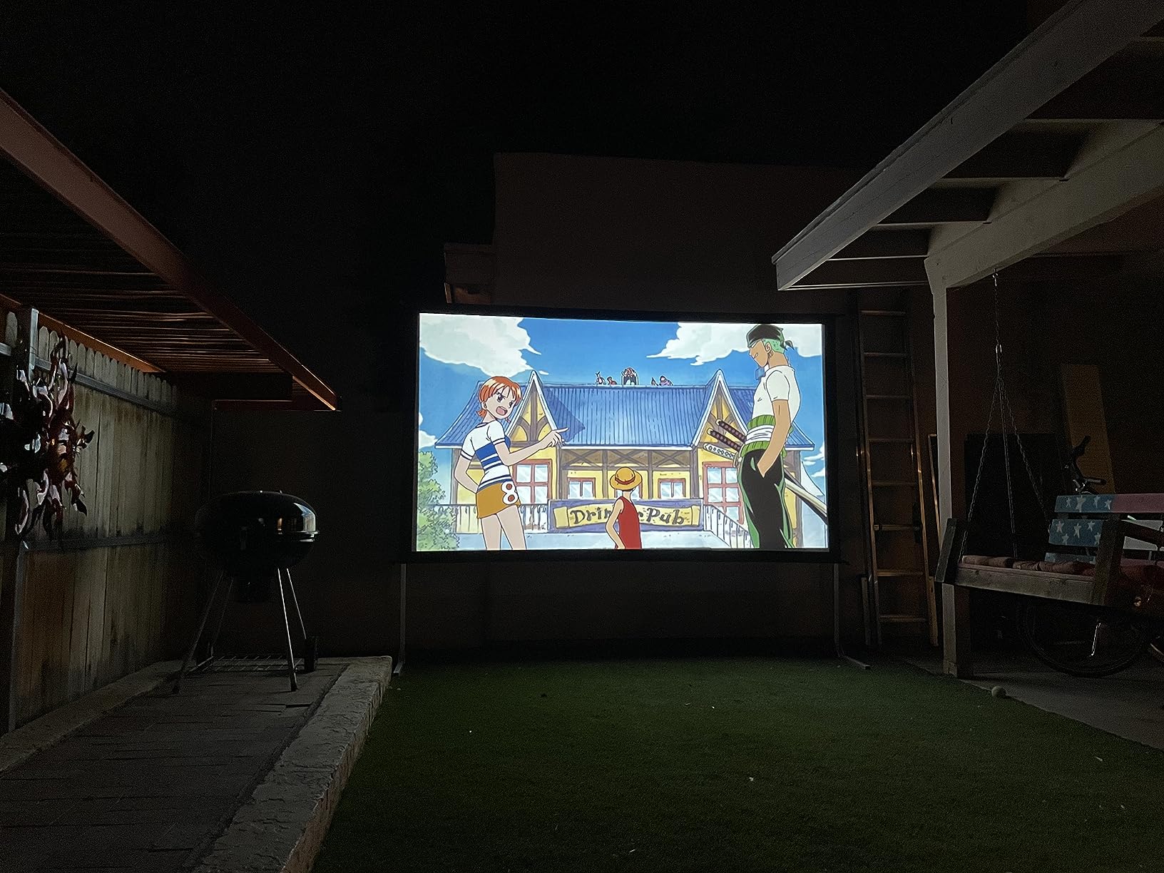 Projector Screen 120 inch,Outdoor Projector Screen with 3-Layers PVC customer photo 2