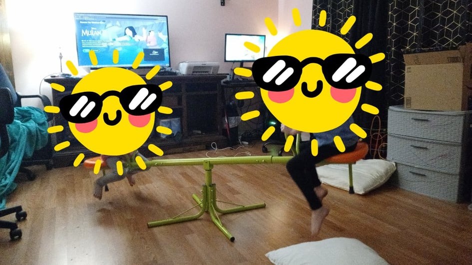Seesaw for Kids, Teeter Totter with 360 Degree Rotating, Playground Equipment for Outdoor, Home, Toddlers Toy Set(2 Seats) customer photo 1