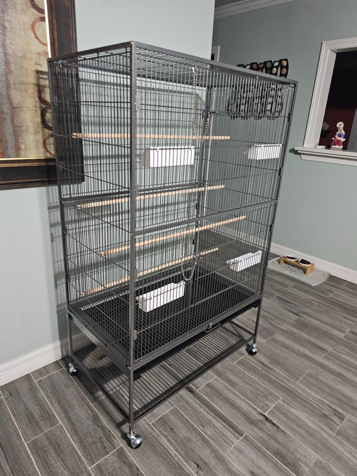 Topeakmart Wrought Iron Large Flight Parrot Bird Cage with Rolling Stand for Multiple Parakeets Conure Cockatiel Cage customer photo 1