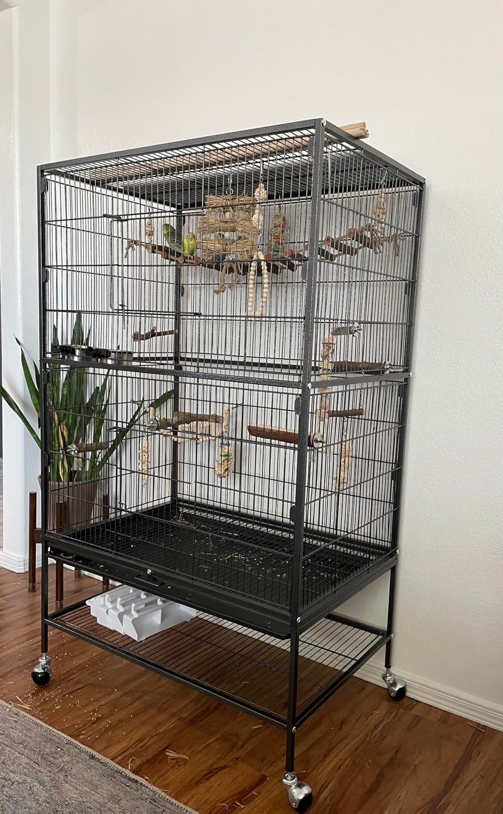 Topeakmart Wrought Iron Large Flight Parrot Bird Cage with Rolling Stand for Multiple Parakeets Conure Cockatiel Cage customer photo 2
