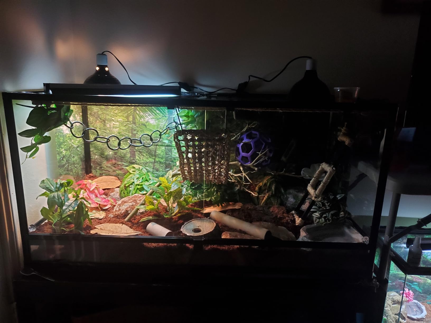 REPTIZOO Large Reptile Terrarium 120 Gallon, Tall & Wide Tempered Glass Reptile Tank 48