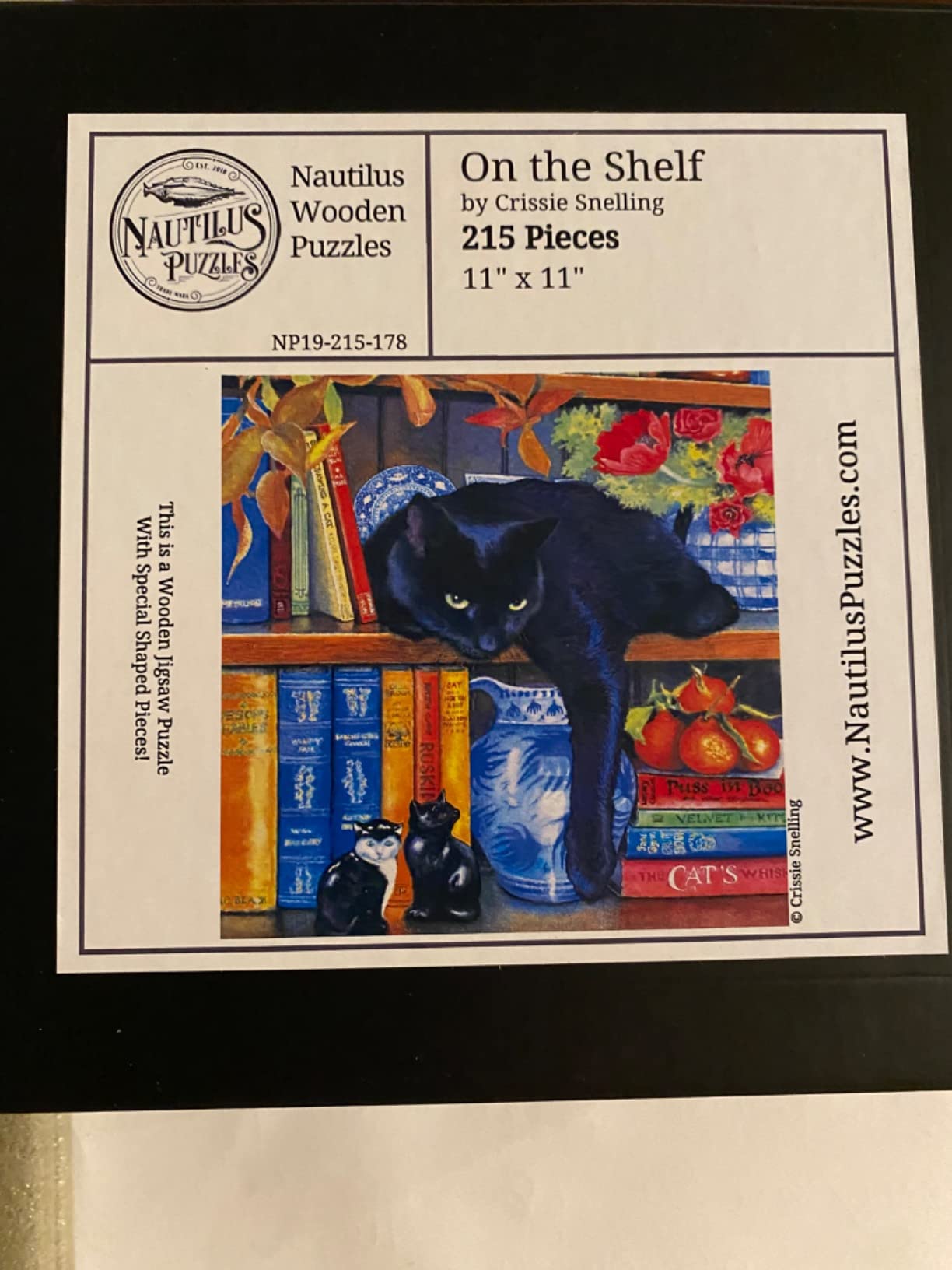 Cat Puzzle | On The Shelf | 215 Pieces | Wooden Puzzle | Nautilus Puzzles™ customer photo 1