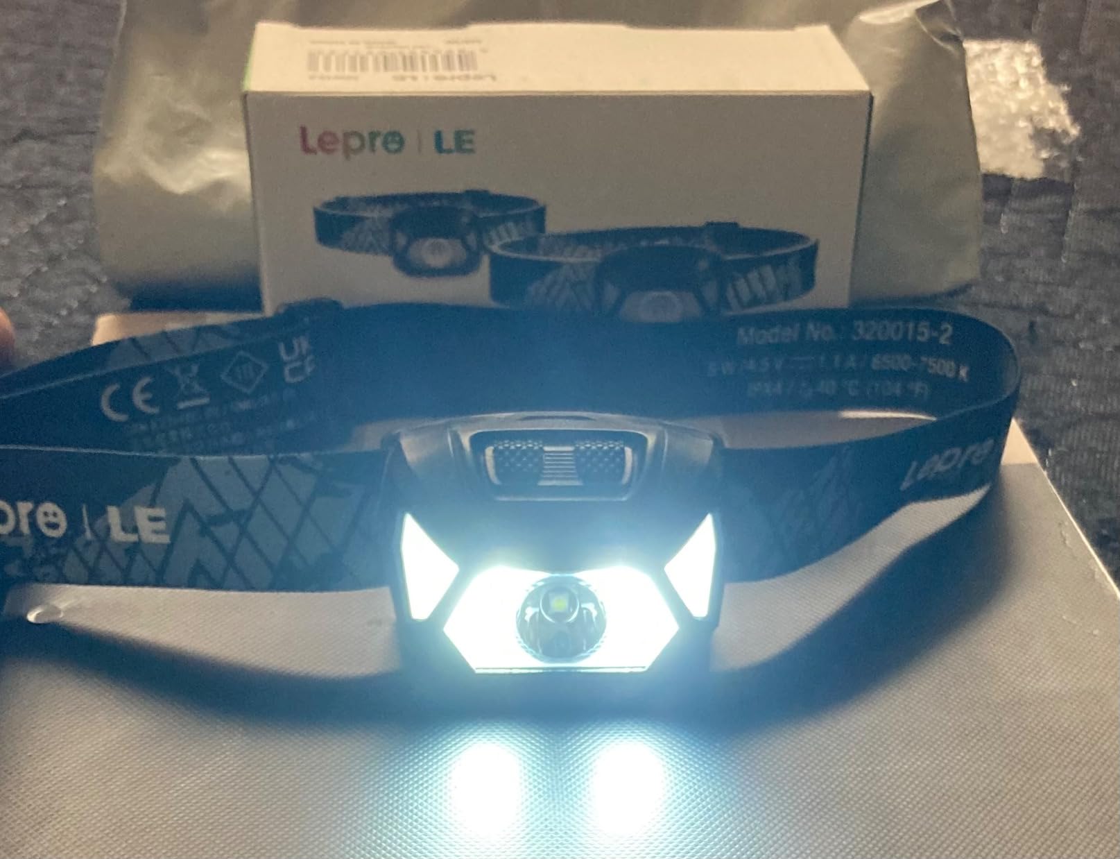 Lepro Headlamp Battery Powered Waterproof LED Headlight 2 Pack - Black customer photo 2