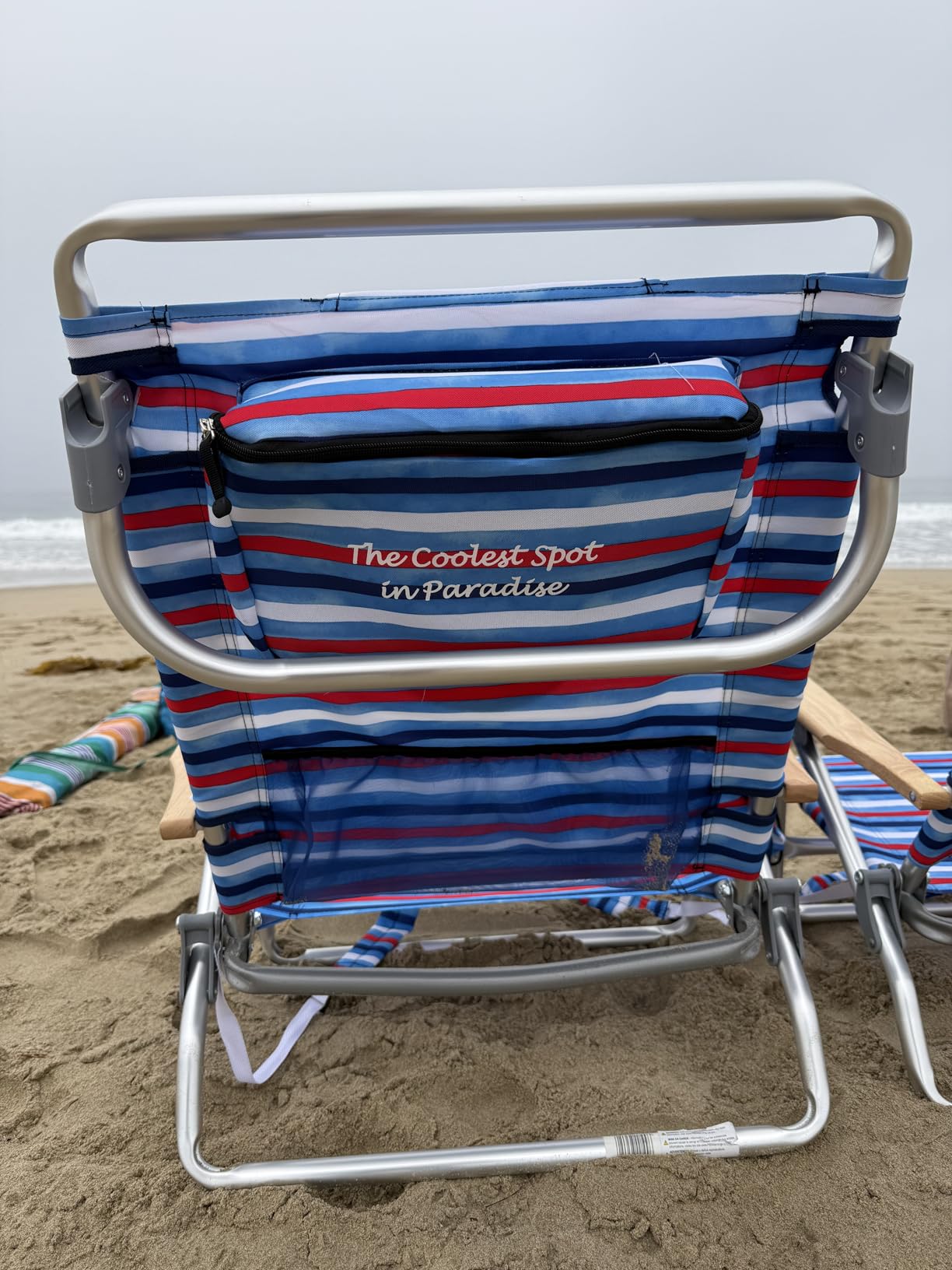 Tommy Bahama 5-Position Classic Lay Flat Folding Backpack Beach Chair, Polyester, Navy customer photo 1