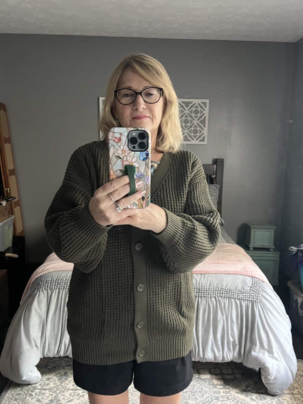 QUALFORT Women's Oversized 100% Cotton Cardigan Sweater customer photo 2