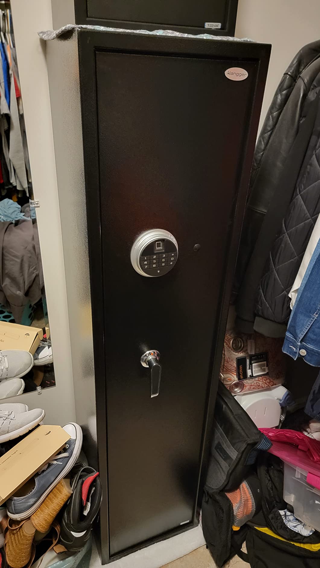 Langger V Biometric Rifle Gun Safe,Quick Access 5-Gun Large Improved Fingerprint Shotgun Security Cabinet for Rifle Shotgun w/o Scopes with Pistol Lock Box,Removable Storage Shelf (New Biometric Safe) customer photo 2